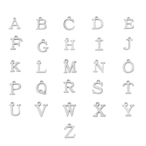 Pendentifs en acier inoxydable Lettre, Acier inoxydable 304, Lettre d’alphabet, DIY & styles différents pour le choix, couleur originale, 10PC/sac, Vendu par sac