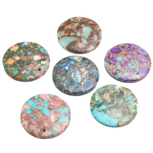 Pendentifs jaspe impérial, Jaspe d'impression, Plat rond, poli, DIY, plus de couleurs à choisir, 40x6mm, Vendu par PC