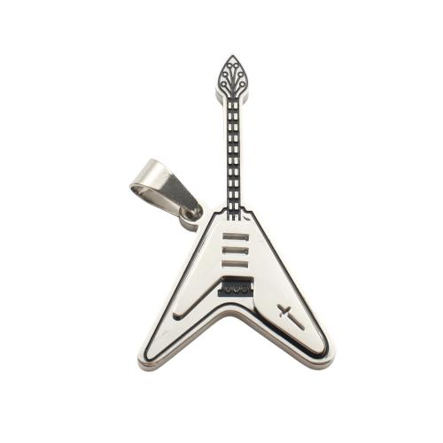Bijoux pendentifs en acier inoxydable , Acier inoxydable 304, guitare, DIY, couleur originale, 47.30x26.20x3.50mm, Vendu par PC