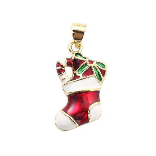 Messing hangers, Kerst Sok, gold plated, Kerstontwerp & DIY & glazuur, 22x12.40x2.80mm, Verkocht door PC
