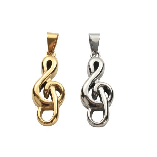 Bijoux pendentifs en acier inoxydable , Acier inoxydable 304, note de musique, Placage, DIY, plus de couleurs à choisir, 34.20x13.30x5.20mm, Vendu par PC