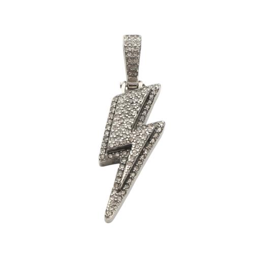Bijoux pendentifs en acier inoxydable , Acier inoxydable 304, Symbole de la foudre, DIY & avec strass, couleur originale, 42x15.50x6.50mm, Vendu par PC