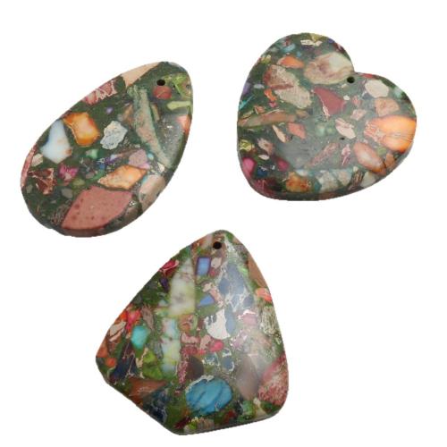 Pendentifs jaspe impérial, Jaspe d'impression, poli, DIY & styles différents pour le choix, multicolore, Vendu par PC