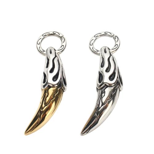 Bijoux pendentifs en acier inoxydable , Acier inoxydable 304, Dent de loup, Placage, DIY, plus de couleurs à choisir, 47.20x12.20mm, Vendu par PC