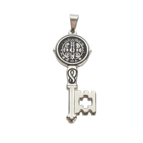 Bijoux pendentifs en acier inoxydable , Acier inoxydable 304, clé, DIY & noircir, couleur originale, 52.40x20.50x3.30mm, Vendu par PC