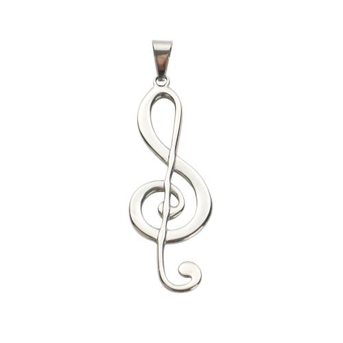 Bijoux pendentifs en acier inoxydable , Acier inoxydable 304, note de musique, DIY, couleur originale, 55.70x19.10x2.20mm, Vendu par PC