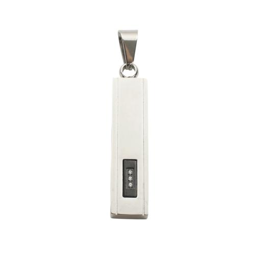 Bijoux pendentifs en acier inoxydable , Acier inoxydable 304, rectangle, DIY & avec strass, 39.50x8.80x3.90mm, Vendu par PC