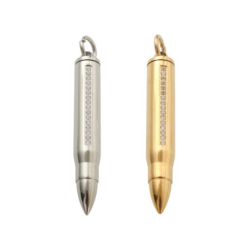 304 acciaio inox Cofanetto cinerarie ciondolo, Proiettile, placcato, DIY & con strass, nessuno, 58.60x8.80mm, Venduto da PC