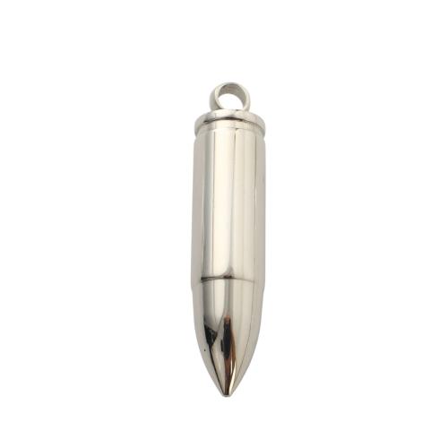 Dell'acciaio inossidabile Pendente pallottola, 304 acciaio inox, Proiettile, DIY, colore originale, 45x9.90mm, Venduto da PC
