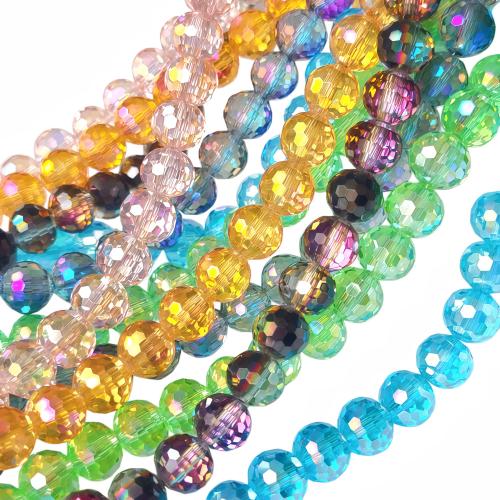 Móda Skleněné korálky, Sklo, Kolo, DIY & tváří, více barev na výběr, 6mm, Cca 100PC/Strand, Prodáno By Strand