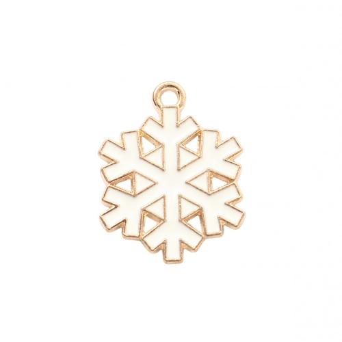 Ciondoli Natale in lega di zinco, lega in zinco, Fiocco di Neve, placcato color oro, Design natalizio & DIY & smalto, 21.50x17x1.30mm, Venduto da PC