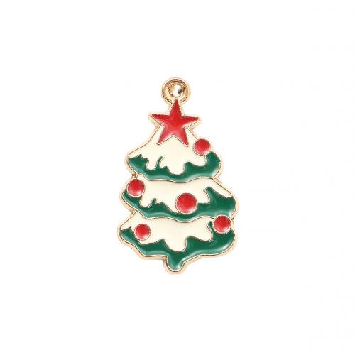 Ciondoli Natale in lega di zinco, lega in zinco, Albero di Natale, placcato color oro, DIY & smalto, 28.80x17.30x1.20mm, Venduto da PC