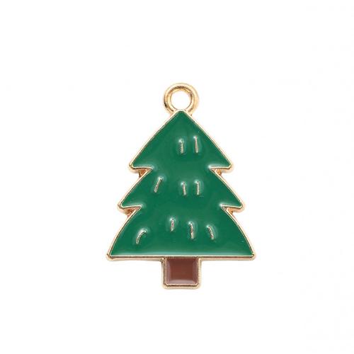 Ciondoli Natale in lega di zinco, lega in zinco, Albero di Natale, placcato color oro, DIY & smalto, 22.90x16.20x1.10mm, Venduto da PC