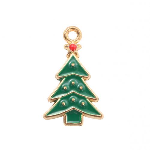 Ciondoli Natale in lega di zinco, lega in zinco, Albero di Natale, placcato color oro, DIY & smalto, 22.50x13.30x2.30mm, Venduto da PC