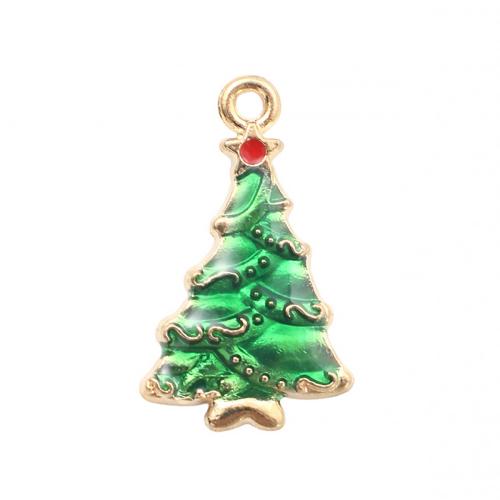 Ciondoli Natale in lega di zinco, lega in zinco, Albero di Natale, placcato color oro, DIY & smalto, 23.90x14.20x2.30mm, Venduto da PC