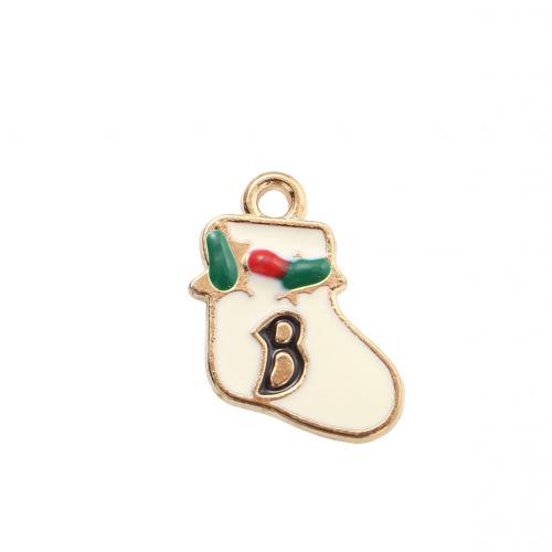 Ciondoli Natale in lega di zinco, lega in zinco, Calza Natalizia, placcato color oro, DIY & smalto, 20x17.50x2.20mm, Venduto da PC