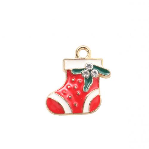 Ciondoli Natale in lega di zinco, lega in zinco, Calza Natalizia, placcato color oro, DIY & smalto, 17.50x17x2.50mm, Venduto da PC