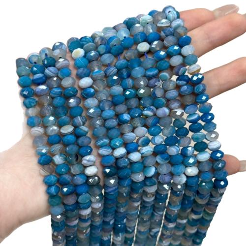 Perles agates, Agate, abaque, DIY & facettes, bleu, 5x8mm, Vendu par Environ 38 cm brin