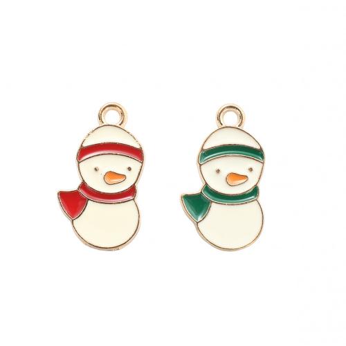 Ciondoli Natale in lega di zinco, lega in zinco, Pupazzo di eve, placcato color oro, Design natalizio & DIY & smalto, nessuno, 20.20x11.60x1.30mm, Venduto da PC