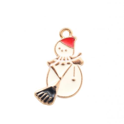 Ciondoli Natale in lega di zinco, lega in zinco, Pupazzo di eve, placcato color oro, Design natalizio & DIY & smalto, 24.20x13.20x1.40mm, Venduto da PC