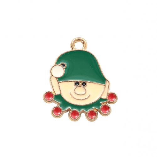 Ciondoli Natale in lega di zinco, lega in zinco, Cartone animato, placcato color oro, Design natalizio & DIY & smalto, 21.40x18.80x1.40mm, Venduto da PC