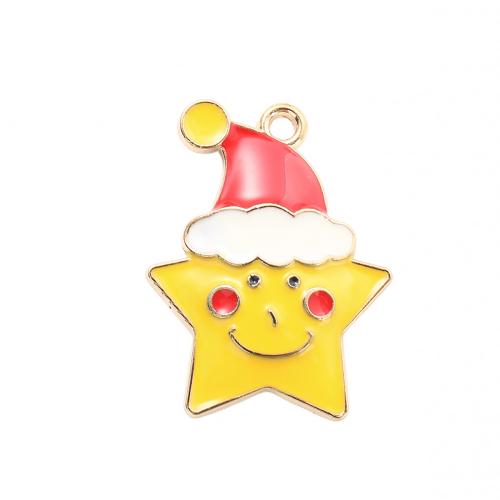 Ciondoli Natale in lega di zinco, lega in zinco, Stella, placcato color oro, Design natalizio & DIY & smalto, 26x19.90x2.60mm, Venduto da PC