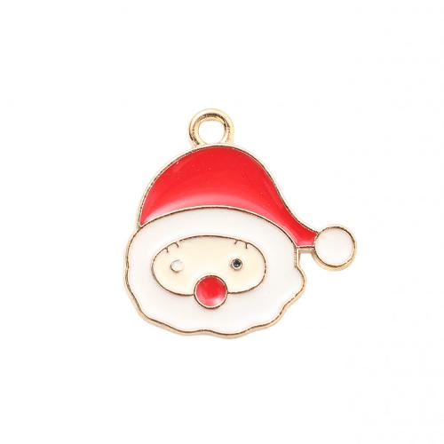 Ciondoli Natale in lega di zinco, lega in zinco, Babbo Natale, placcato color oro, Design natalizio & DIY & smalto, 19.80x20x1.20mm, Venduto da PC