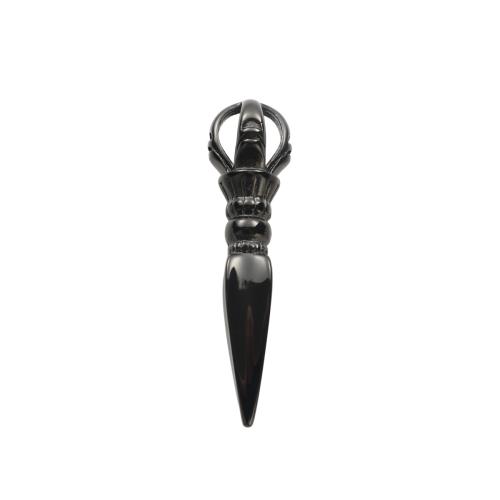 Bijoux pendentifs en acier inoxydable , Acier inoxydable 304, Vajra bouddhiste, Placage, DIY, noire, 45x11.30mm, Vendu par PC