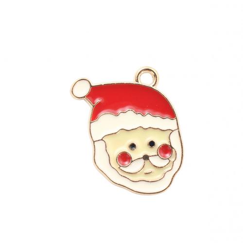 Ciondoli Natale in lega di zinco, lega in zinco, Babbo Natale, placcato color oro, Design natalizio & DIY & smalto, 20.60x16.30x1.10mm, Venduto da PC