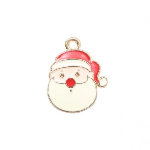 Ciondoli Natale in lega di zinco, lega in zinco, Babbo Natale, placcato color oro, Design natalizio & DIY & smalto, 19.20x14.70x2.10mm, Venduto da PC