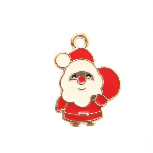 Zinek Vánoční Přívěsky, Santa Claus, barva pozlacený, Vánoční design & DIY & smalt, 23.90x16.90x1.20mm, Prodáno By PC
