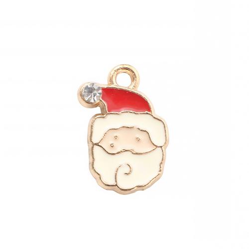 Zinek Vánoční Přívěsky, Santa Claus, barva pozlacený, Vánoční design & DIY & smalt & s drahokamu, 16.40x10.50x1.20mm, Prodáno By PC