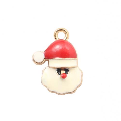 Zinek Vánoční Přívěsky, Santa Claus, barva pozlacený, Vánoční design & DIY & smalt, 18.10x13.20x3.40mm, Prodáno By PC