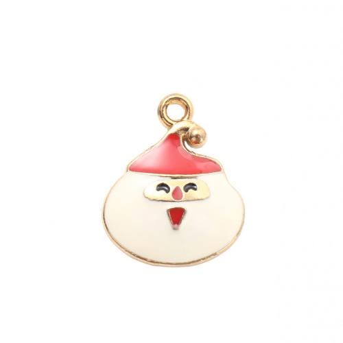 Zinek Vánoční Přívěsky, Santa Claus, barva pozlacený, Vánoční design & DIY & smalt, 19.70x16.20x3.50mm, Prodáno By PC