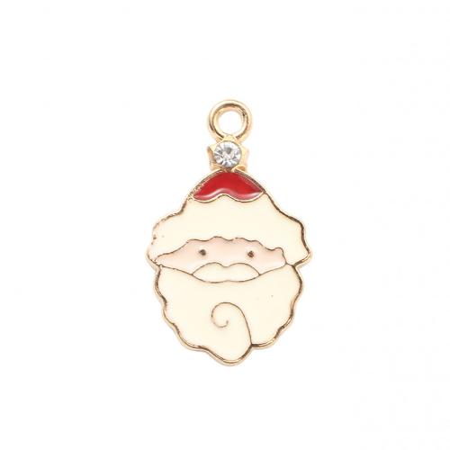 Zinek Vánoční Přívěsky, Santa Claus, barva pozlacený, Vánoční design & DIY & smalt & s drahokamu, 24.10x15x1.30mm, Prodáno By PC