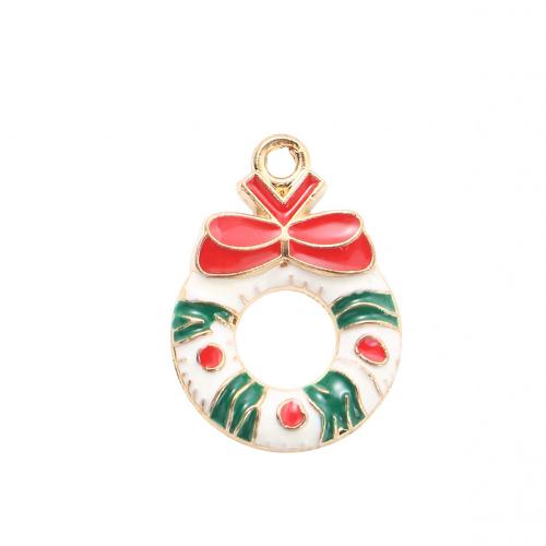 Ciondoli Natale in lega di zinco, lega in zinco, placcato color oro, Design natalizio & DIY & smalto, 22.50x16x2.40mm, Venduto da PC