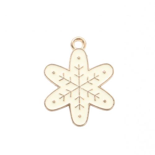 Ciondoli Natale in lega di zinco, lega in zinco, Fiocco di Neve, placcato color oro, Design natalizio & DIY & smalto, 23.80x18.60x1.30mm, Venduto da PC