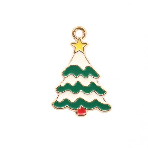 Ciondoli Natale in lega di zinco, lega in zinco, Albero di Natale, placcato color oro, DIY & smalto, 24x15.80x1mm, Venduto da PC