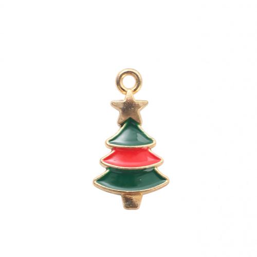 Ciondoli Natale in lega di zinco, lega in zinco, Albero di Natale, placcato color oro, DIY & smalto, 21.30x11.50x2.10mm, Venduto da PC