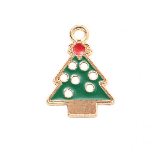 Ciondoli Natale in lega di zinco, lega in zinco, Albero di Natale, placcato color oro, DIY & smalto, 20.20x14.70x1.40mm, Venduto da PC