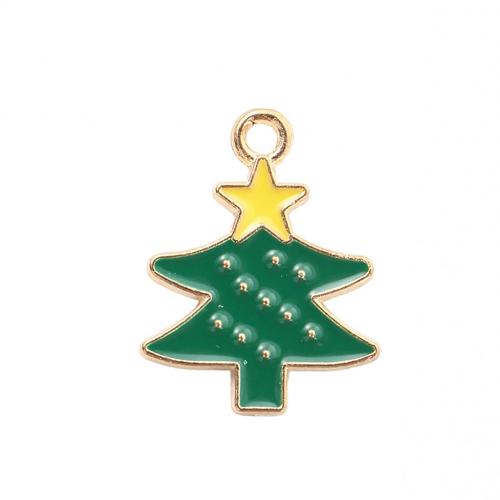 Ciondoli Natale in lega di zinco, lega in zinco, Albero di Natale, placcato color oro, DIY & smalto, 19.80x15.40x1.40mm, Venduto da PC