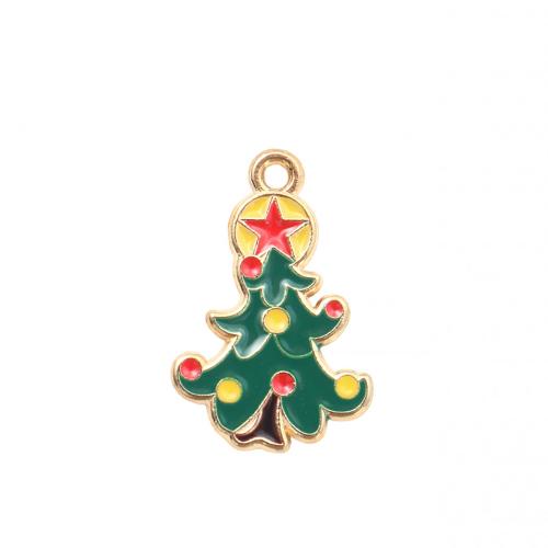 Ciondoli Natale in lega di zinco, lega in zinco, Albero di Natale, placcato color oro, DIY & smalto, 21.50x14.20x1.20mm, Venduto da PC