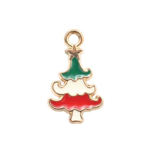 Ciondoli Natale in lega di zinco, lega in zinco, Albero di Natale, placcato color oro, DIY & smalto, 20.20x12x1.70mm, Venduto da PC