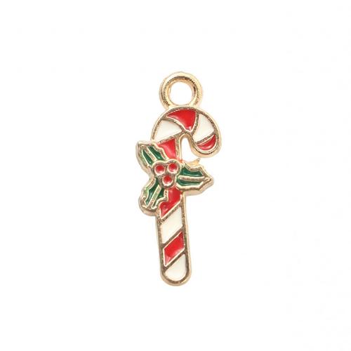 Ciondoli Natale in lega di zinco, lega in zinco, Barra di zucchero natalizia, placcato color oro, DIY & smalto, nessuno, 19x7.60x1.80mm, Venduto da PC