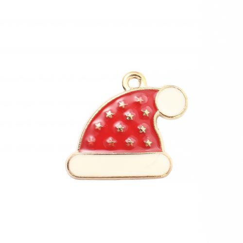 Ciondoli Natale in lega di zinco, lega in zinco, Cappello Natalizio, placcato color oro, DIY & smalto, 17.80x20x2.10mm, Venduto da PC