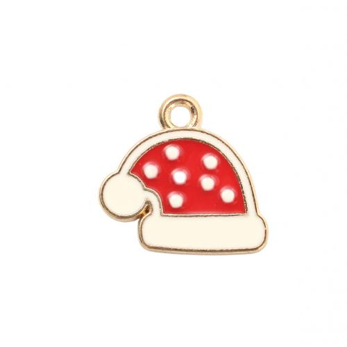 Ciondoli Natale in lega di zinco, lega in zinco, Cappello Natalizio, placcato color oro, DIY & smalto, 17.50x18.50x1.40mm, Venduto da PC