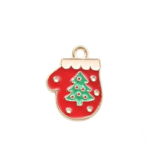 Ciondoli Natale in lega di zinco, lega in zinco, Guanto di Natale, placcato color oro, DIY & smalto, 19.20x14.30x1.20mm, Venduto da PC