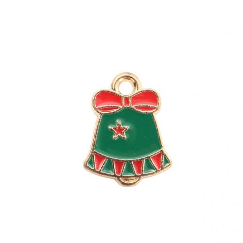 Ciondoli Natale in lega di zinco, lega in zinco, Campana Natalizia, placcato color oro, DIY & smalto, 17.90x13.60x1.30mm, Venduto da PC