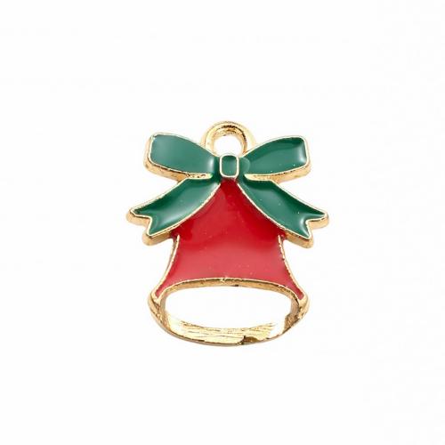 Ciondoli Natale in lega di zinco, lega in zinco, Campana Natalizia, placcato color oro, DIY & smalto, 16.20x14.30x2mm, Venduto da PC