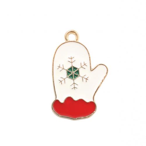 Ciondoli Natale in lega di zinco, lega in zinco, Guanto di Natale, placcato color oro, DIY & smalto, 25x15.50x1.10mm, Venduto da PC